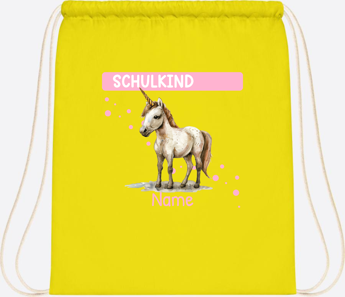 Turnbeutel Schulkind Einhorn – Personalisiert mit Namen - Yellow