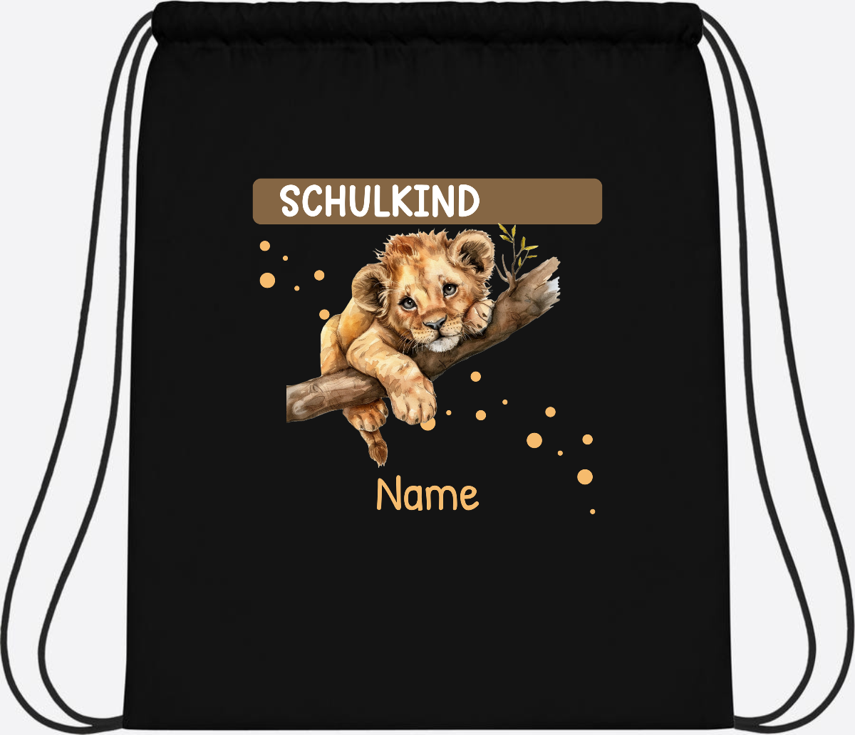 Turnbeutel Schulkind mit Name – Geschenk zur Einschulung - Black/Black