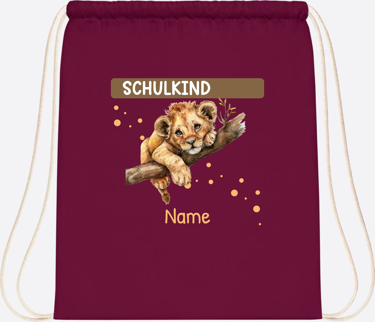 Turnbeutel Schulkind mit Name – Geschenk zur Einschulung - Burgundy