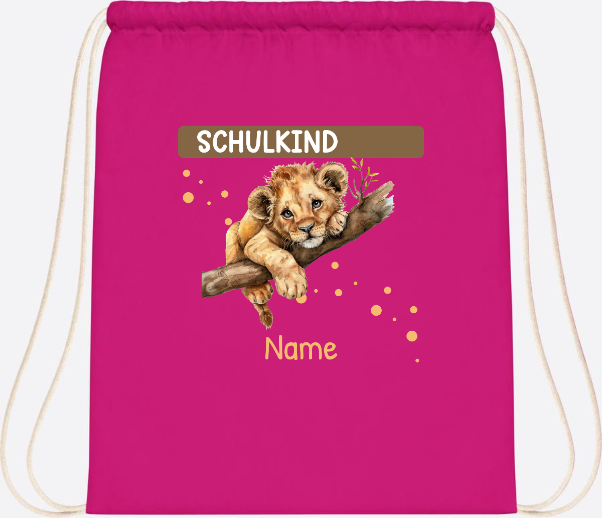 Turnbeutel Schulkind mit Name – Geschenk zur Einschulung - Fuchsia
