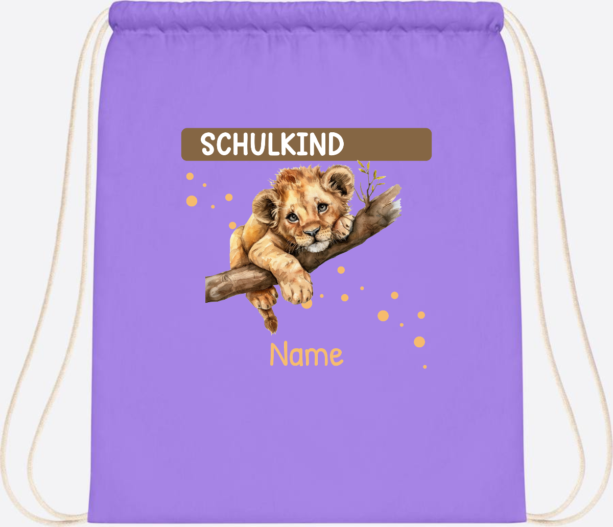 Turnbeutel Schulkind mit Name – Geschenk zur Einschulung - Lavender/White