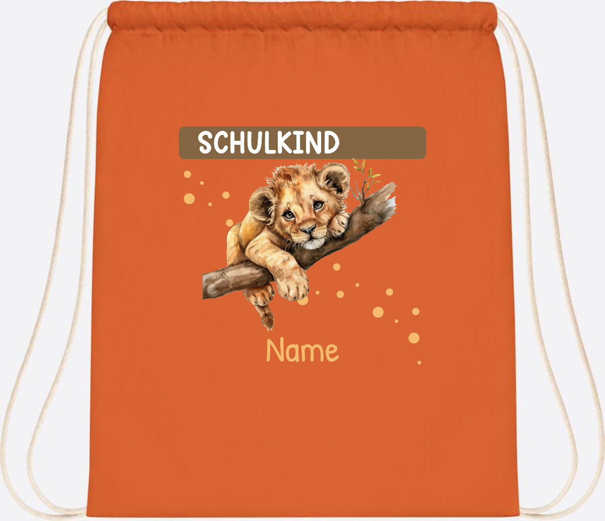 Turnbeutel Schulkind mit Name – Geschenk zur Einschulung - Orange