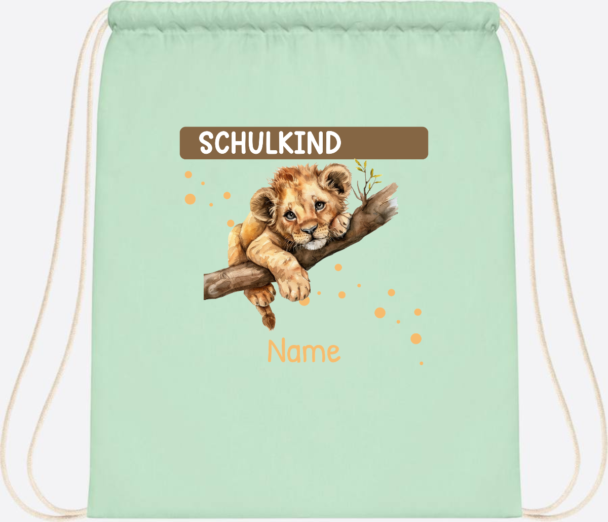 Turnbeutel Schulkind mit Name – Geschenk zur Einschulung - Pastel Mint/White