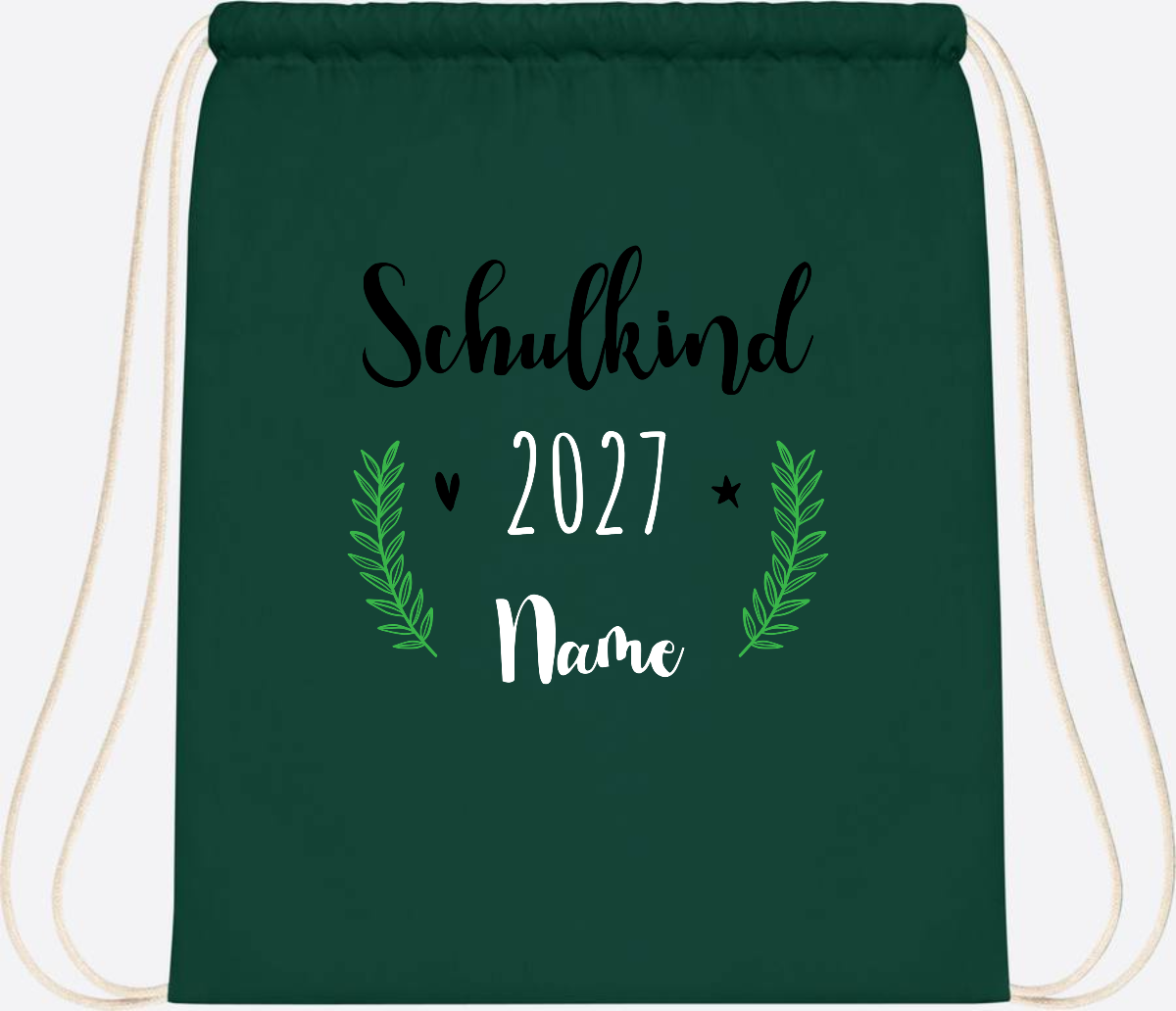 Turnbeutel Schulkind mit Namen – Personalisiert zur Einschulung - Bottle Green