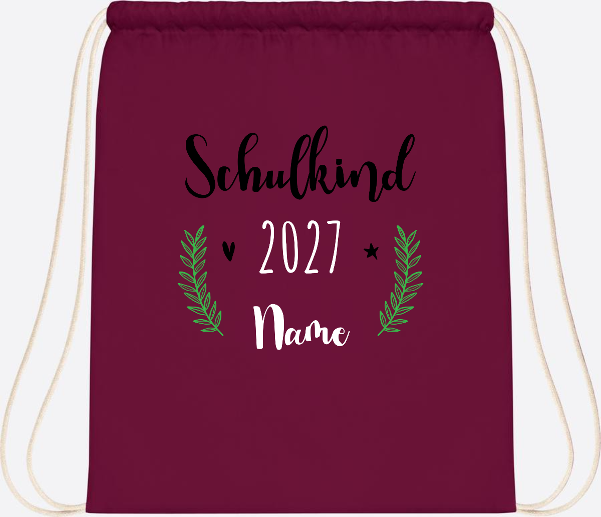 Turnbeutel Schulkind mit Namen – Personalisiert zur Einschulung - Burgundy