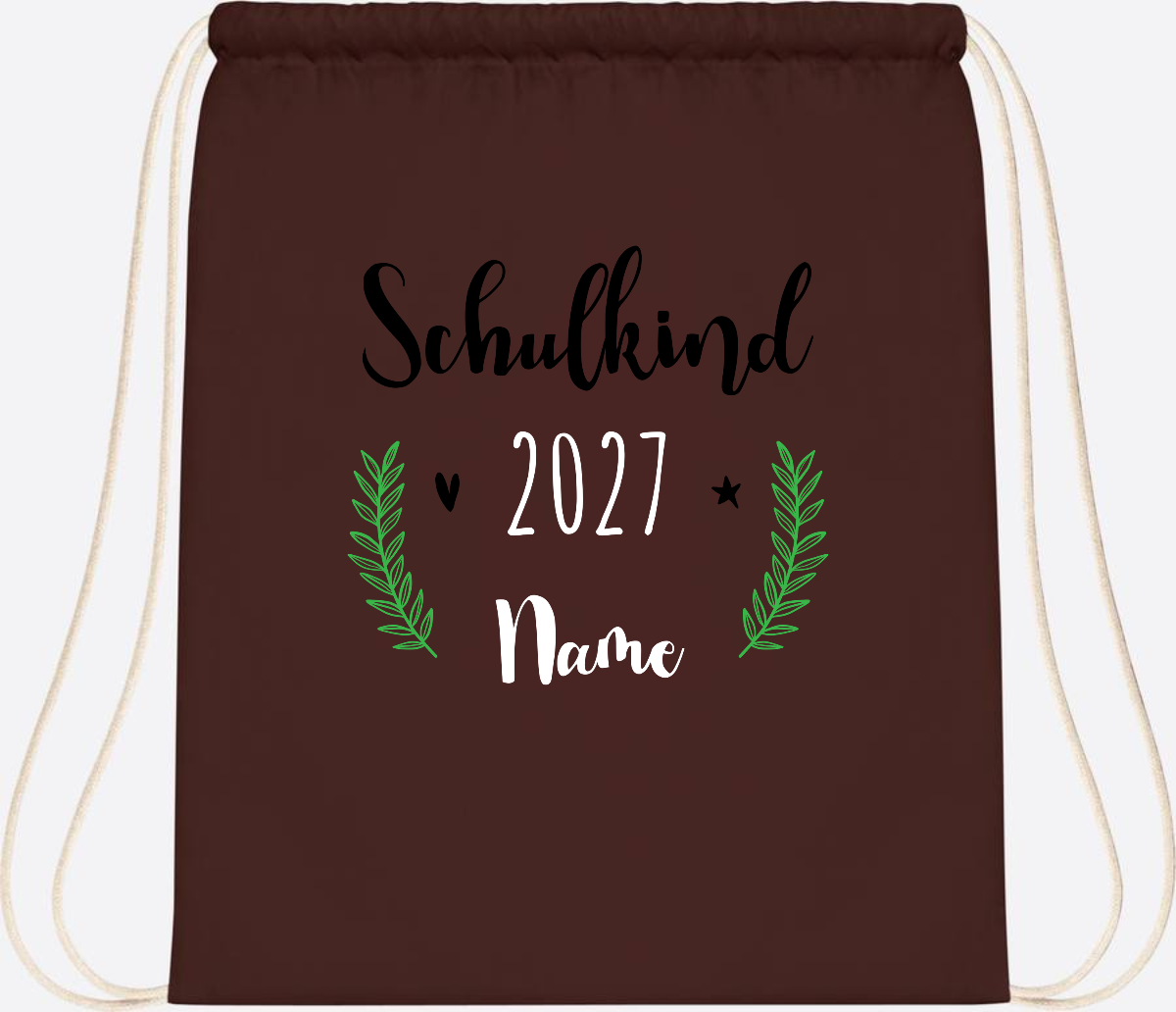 Turnbeutel Schulkind mit Namen – Personalisiert zur Einschulung - Chocolate