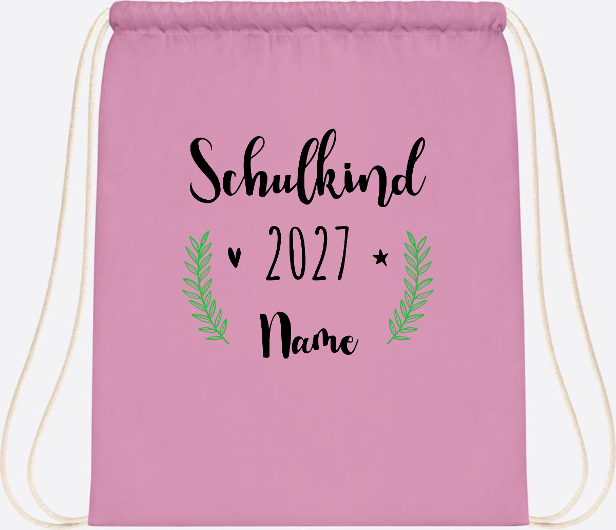 Turnbeutel Schulkind mit Namen – Personalisiert zur Einschulung - Classic Pink/White