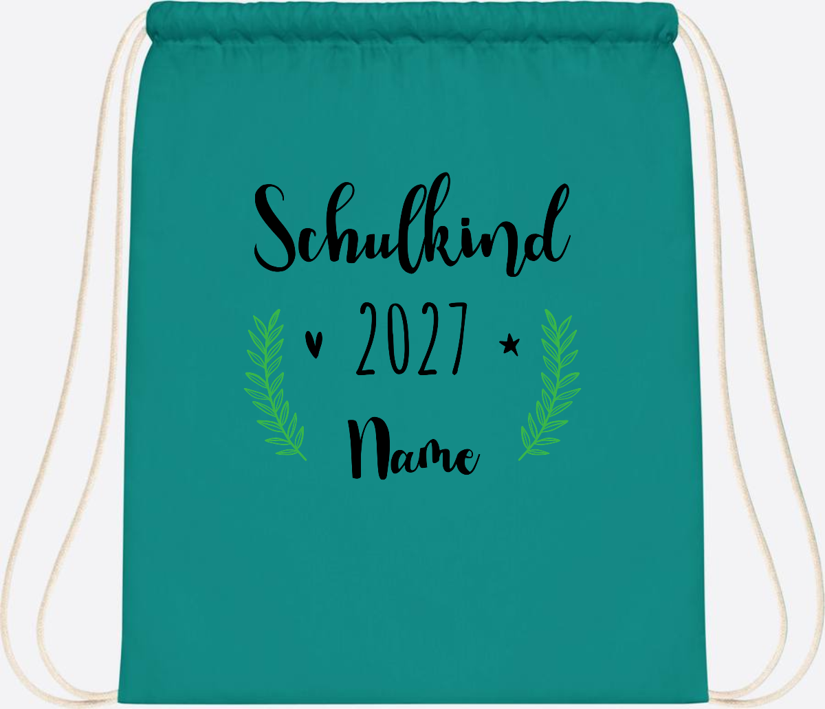 Turnbeutel Schulkind mit Namen – Personalisiert zur Einschulung - Emerald