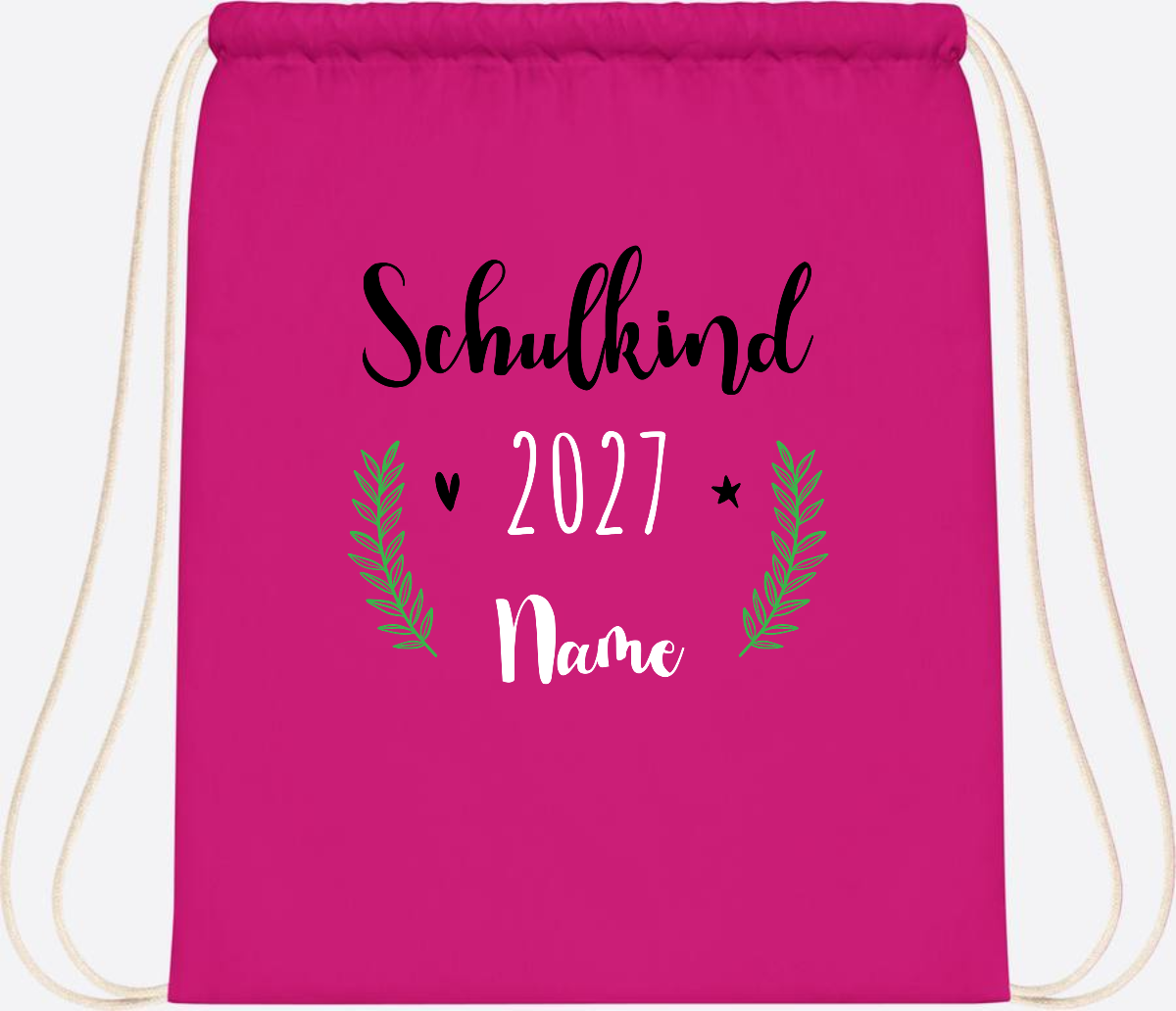 Turnbeutel Schulkind mit Namen – Personalisiert zur Einschulung - Fuchsia