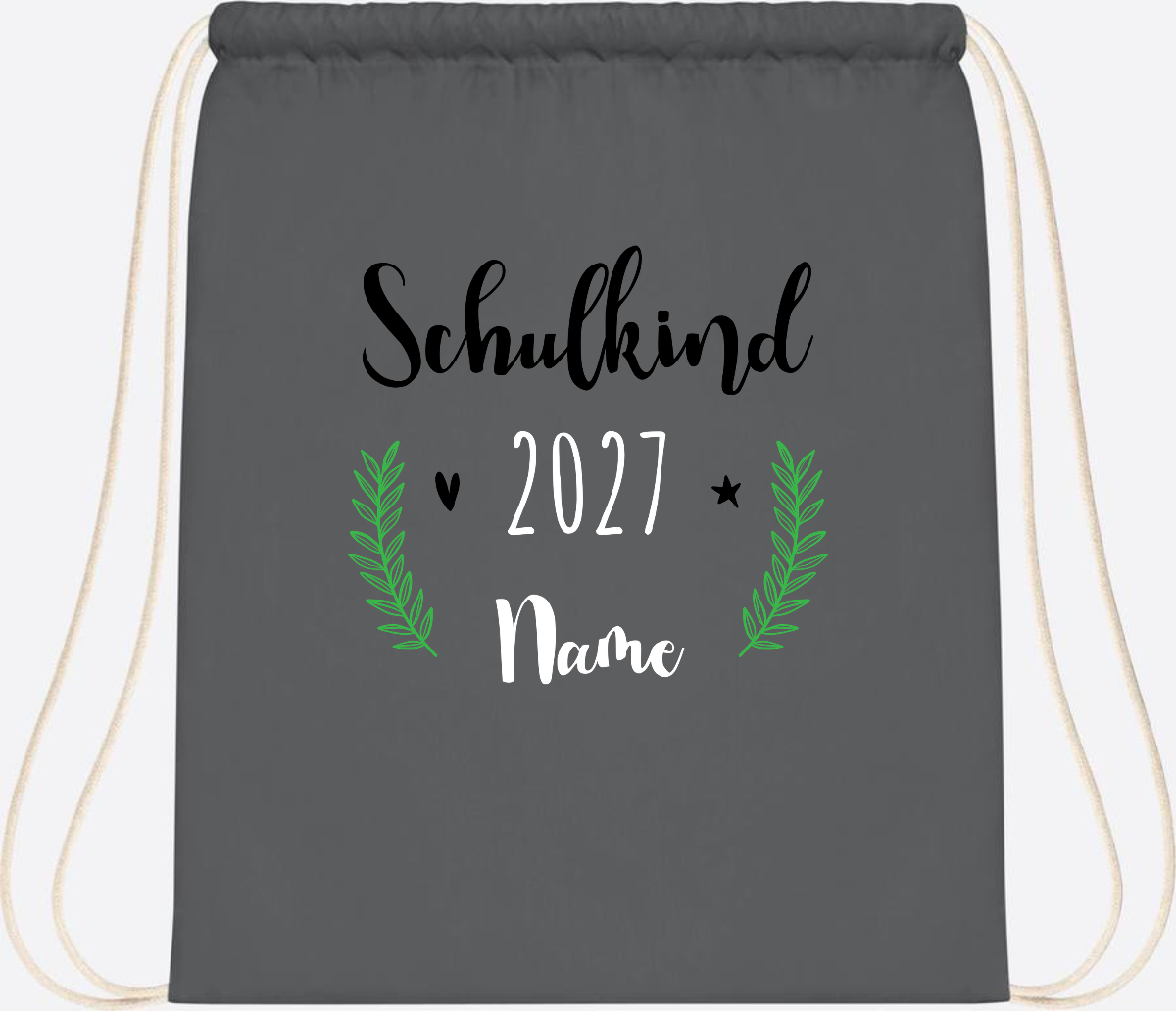 Turnbeutel Schulkind mit Namen – Personalisiert zur Einschulung - Graphite Grey