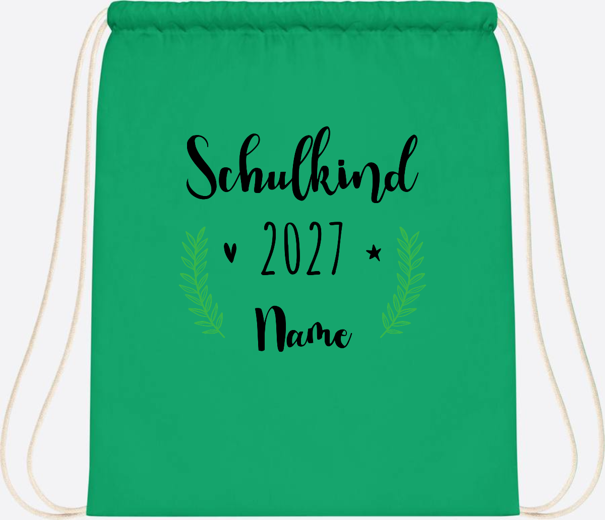 Turnbeutel Schulkind mit Namen – Personalisiert zur Einschulung - Kelly Green