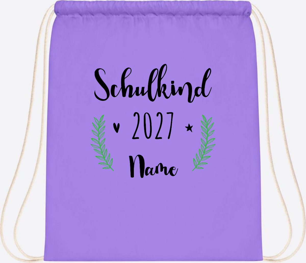 Turnbeutel Schulkind mit Namen – Personalisiert zur Einschulung - Lavender/White