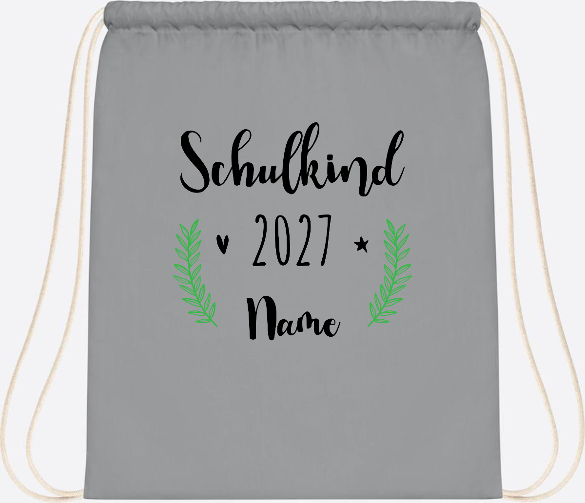 Turnbeutel Schulkind mit Namen – Personalisiert zur Einschulung - Light Grey