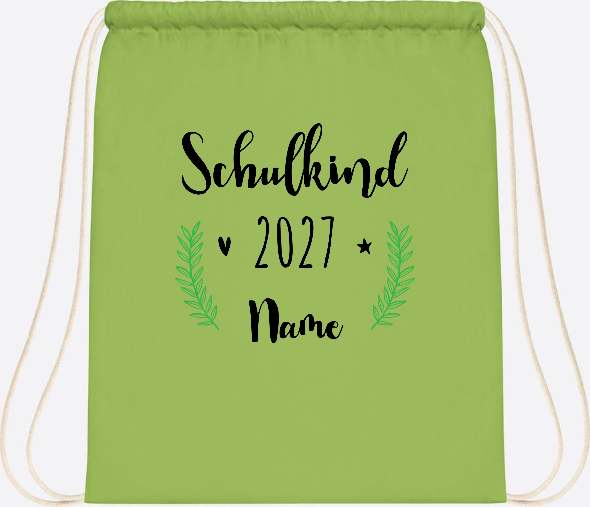 Turnbeutel Schulkind mit Namen – Personalisiert zur Einschulung - Lime Green