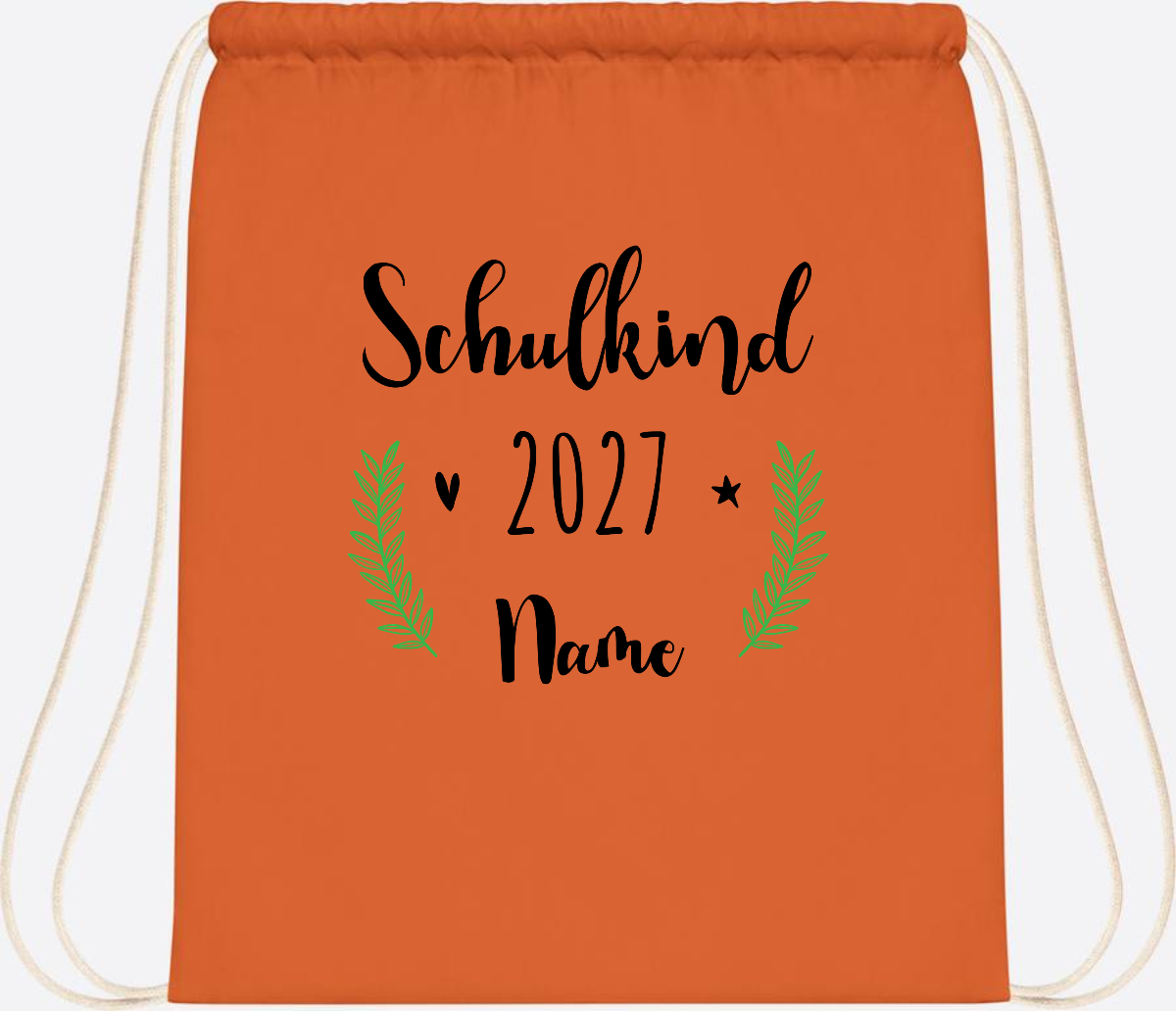 Turnbeutel Schulkind mit Namen – Personalisiert zur Einschulung - Orange