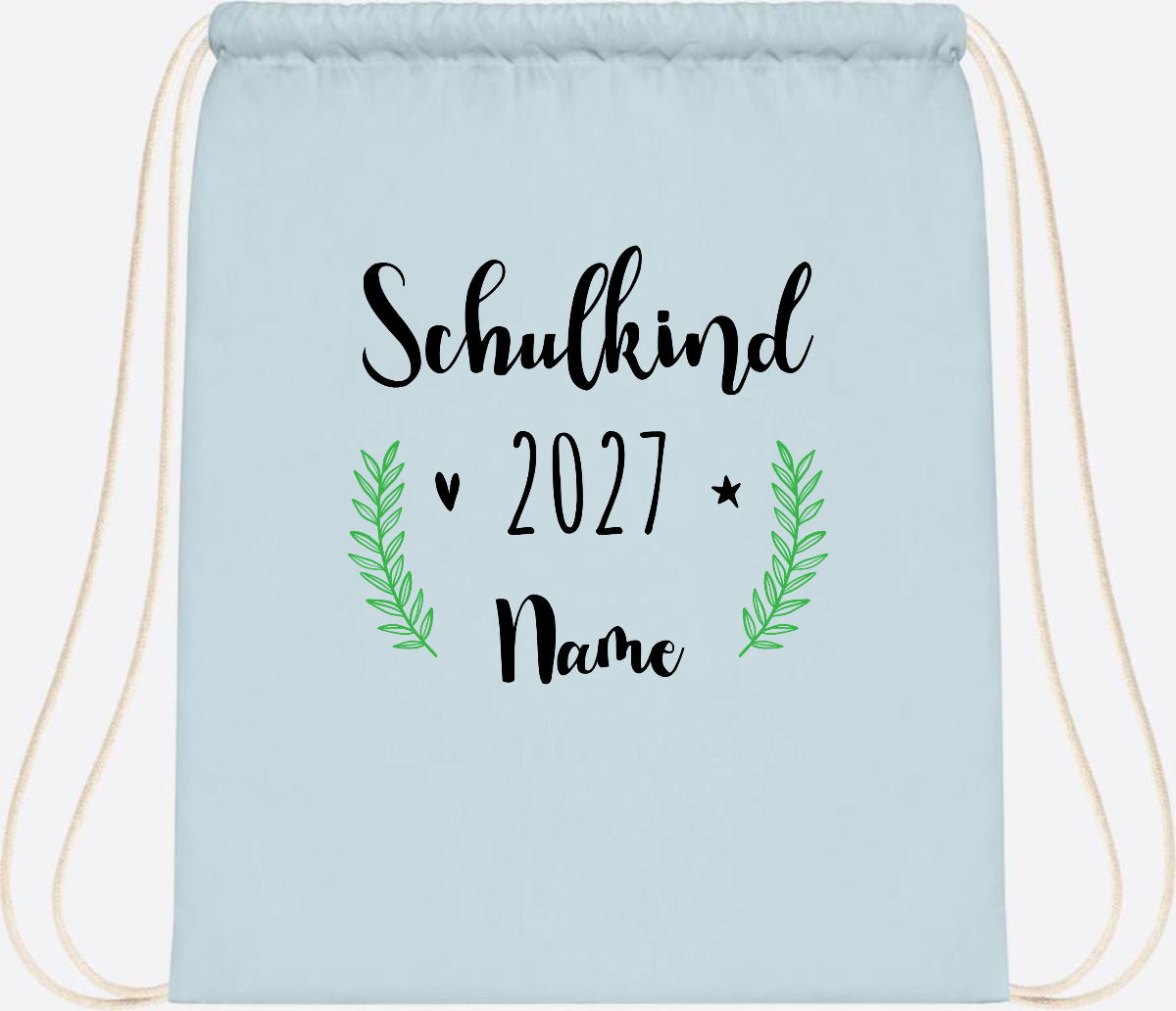 Turnbeutel Schulkind mit Namen – Personalisiert zur Einschulung - Pastel Blue/White