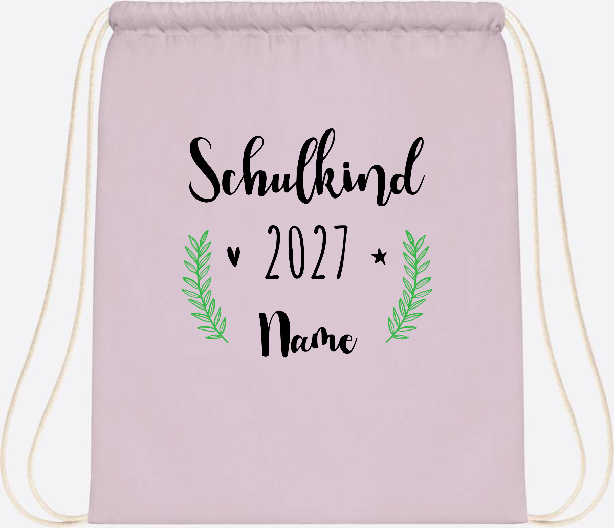 Turnbeutel Schulkind mit Namen – Personalisiert zur Einschulung - Pastel Pink/White