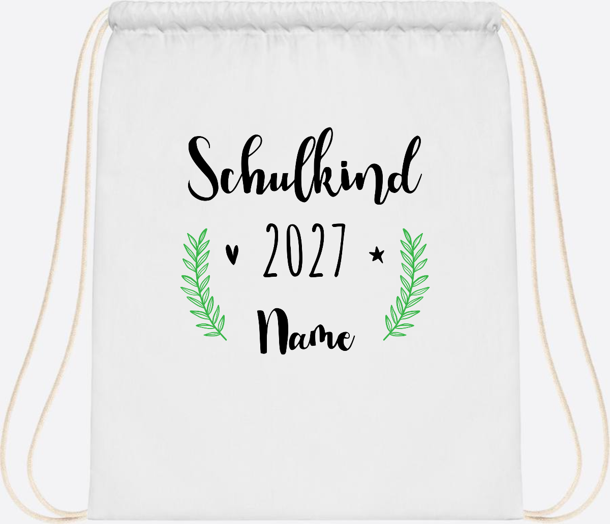 Turnbeutel Schulkind mit Namen – Personalisiert zur Einschulung - White
