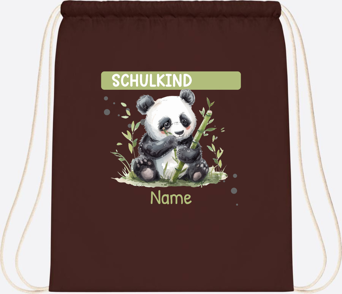 Turnbeutel Schulkind mit Panda & Name | Einschulung - Chocolate
