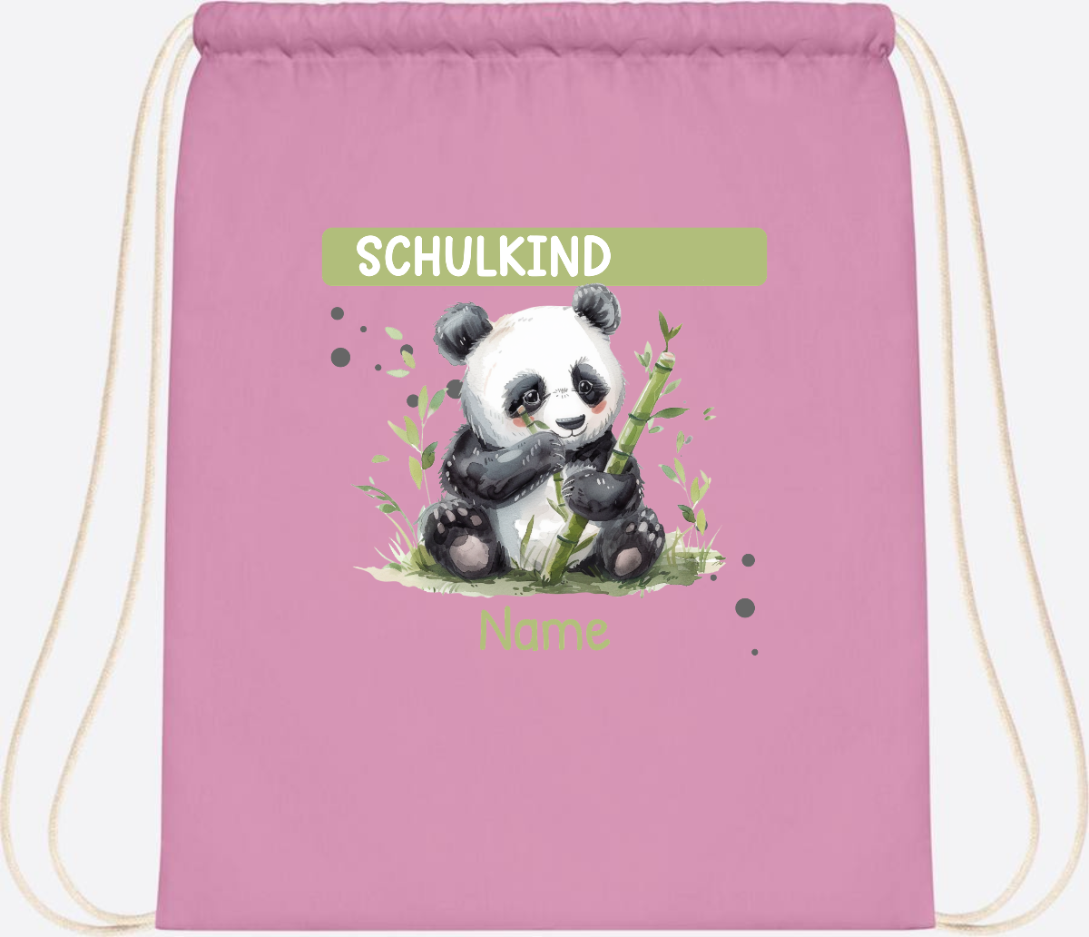 Turnbeutel Schulkind mit Panda & Name | Einschulung - Classic Pink/White