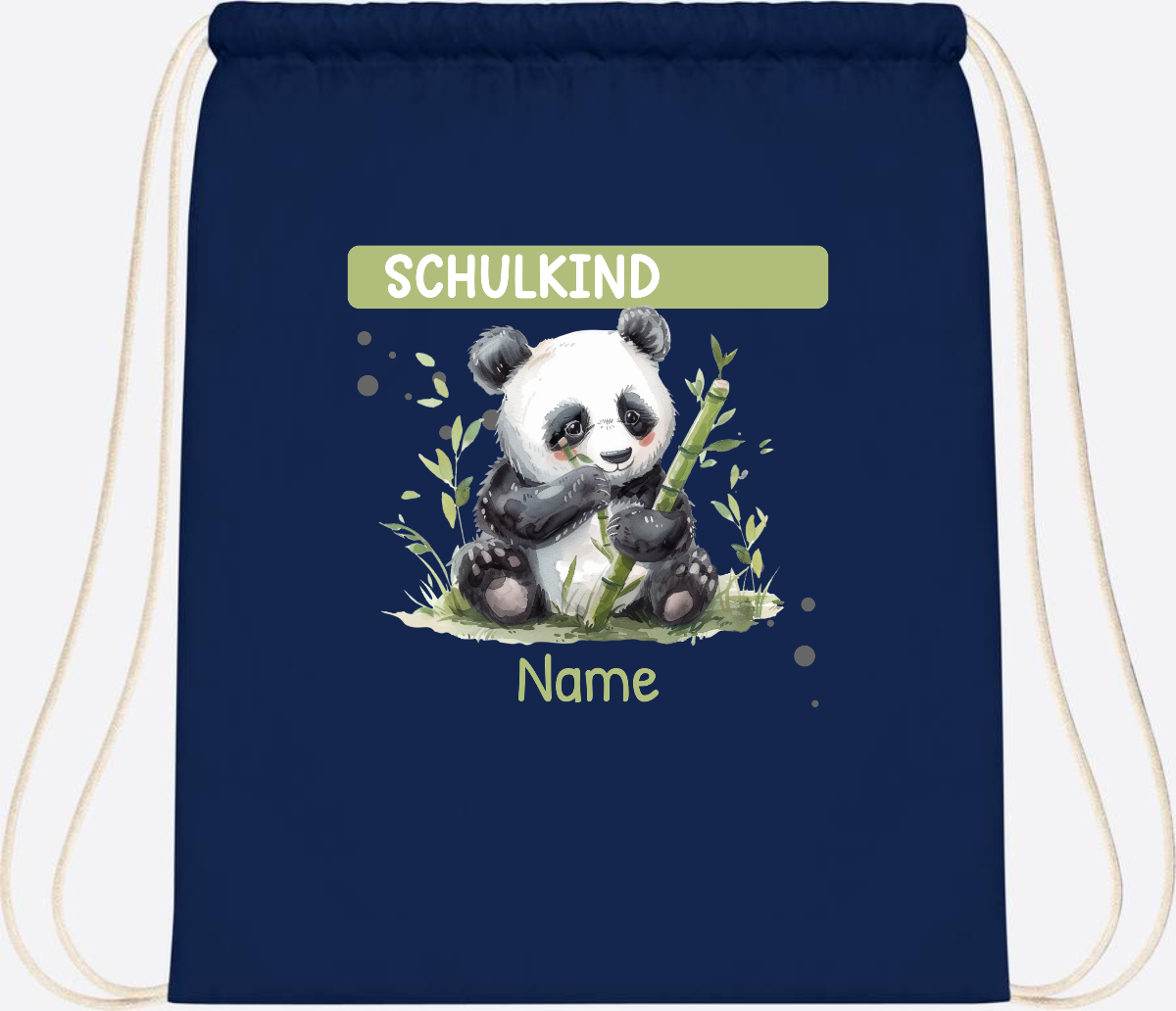 Turnbeutel Schulkind mit Panda & Name | Einschulung - French Navy