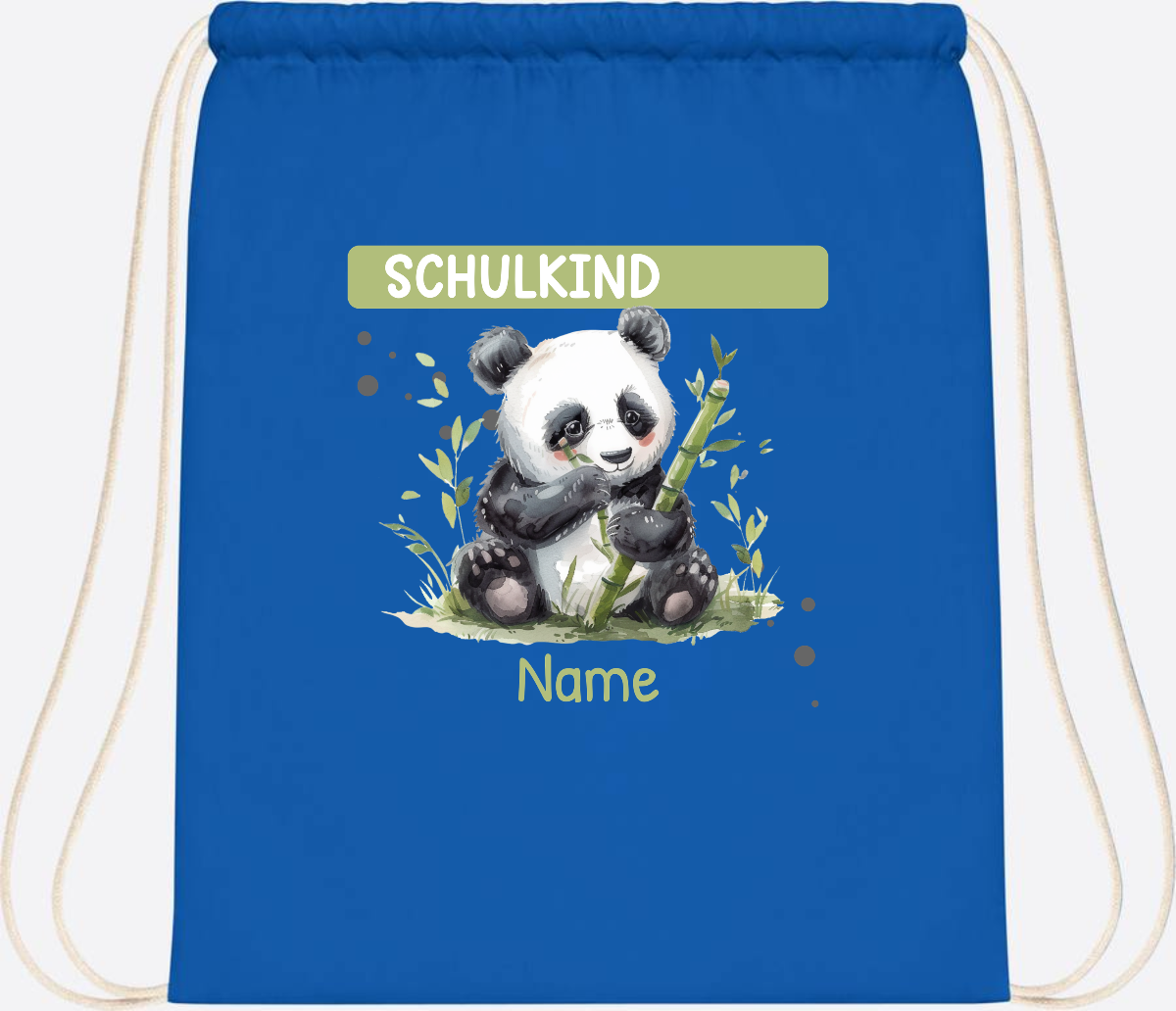 Turnbeutel Schulkind mit Panda & Name | Einschulung - Sapphire Blue