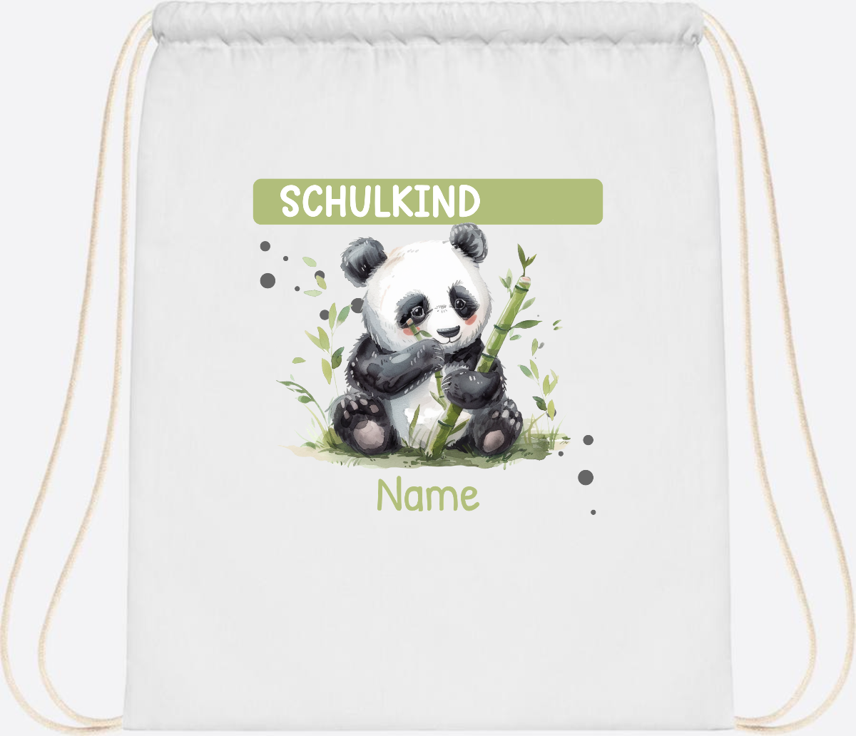 Turnbeutel Schulkind mit Panda & Name | Einschulung - White