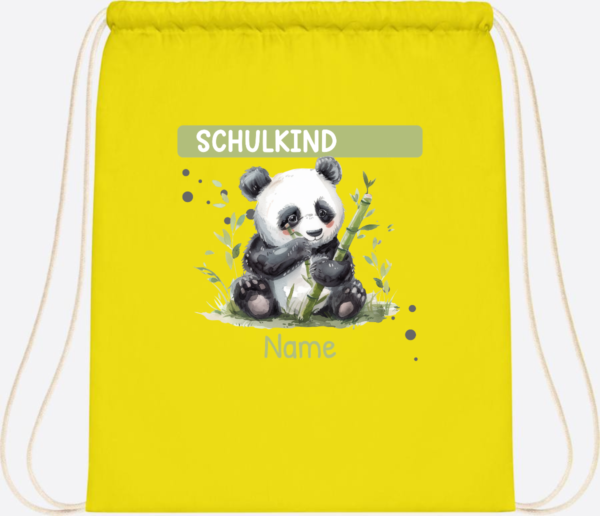 Turnbeutel Schulkind mit Panda & Name | Einschulung - Yellow