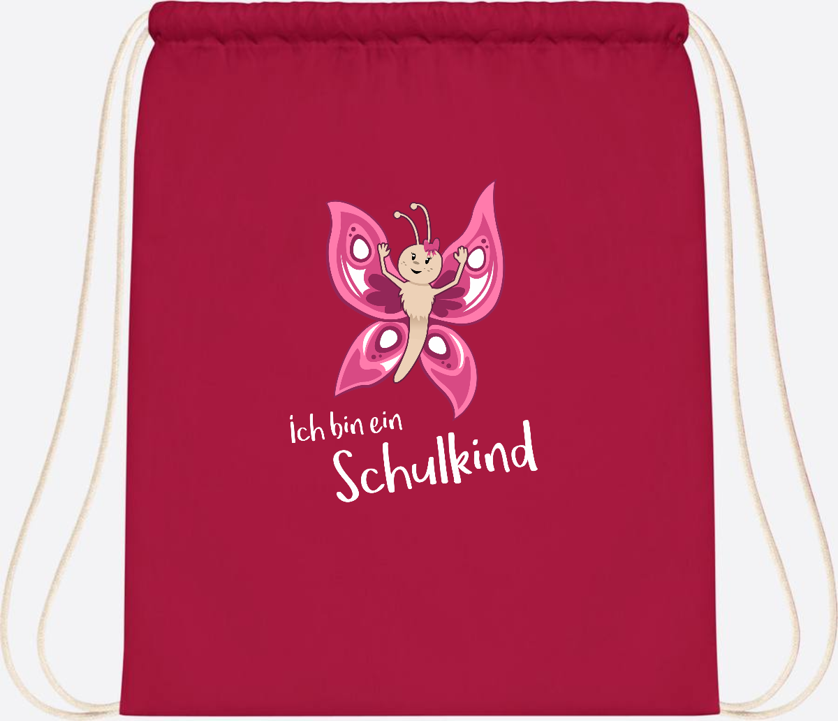 Turnbeutel Schulkind Schmetterling mit Wunschnamen - Classic Red