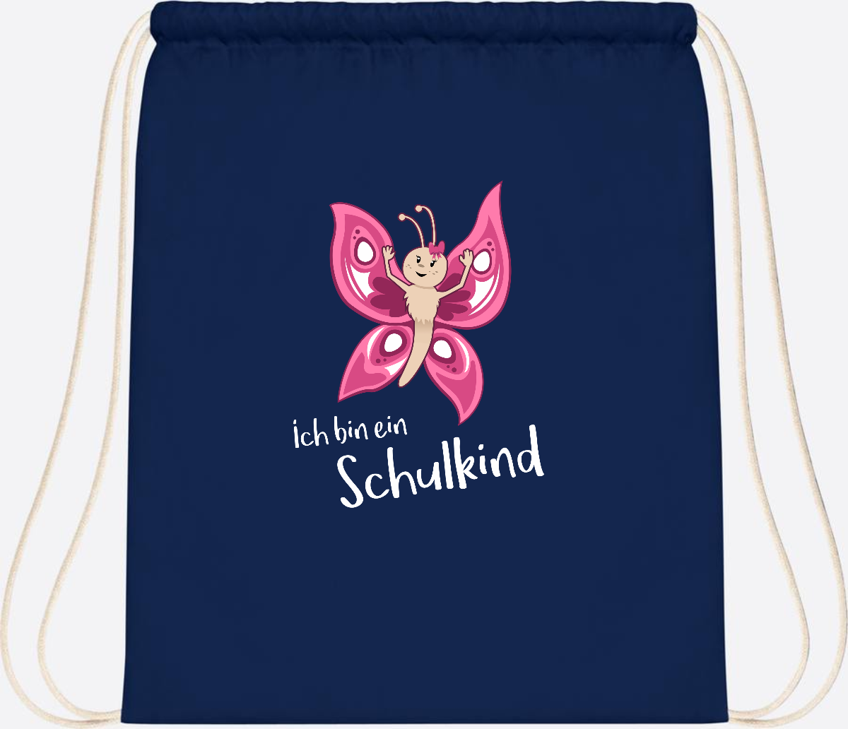Turnbeutel Schulkind Schmetterling mit Wunschnamen - French Navy