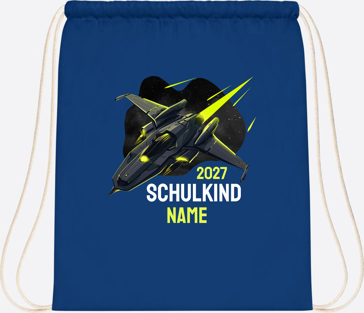 Turnbeutel Schulkind Spaceshuttle mit Name - Bright Royal
