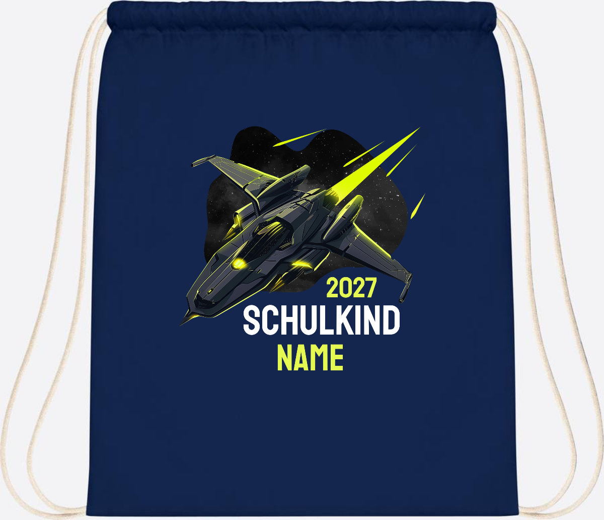 Turnbeutel Schulkind Spaceshuttle mit Name - French Navy
