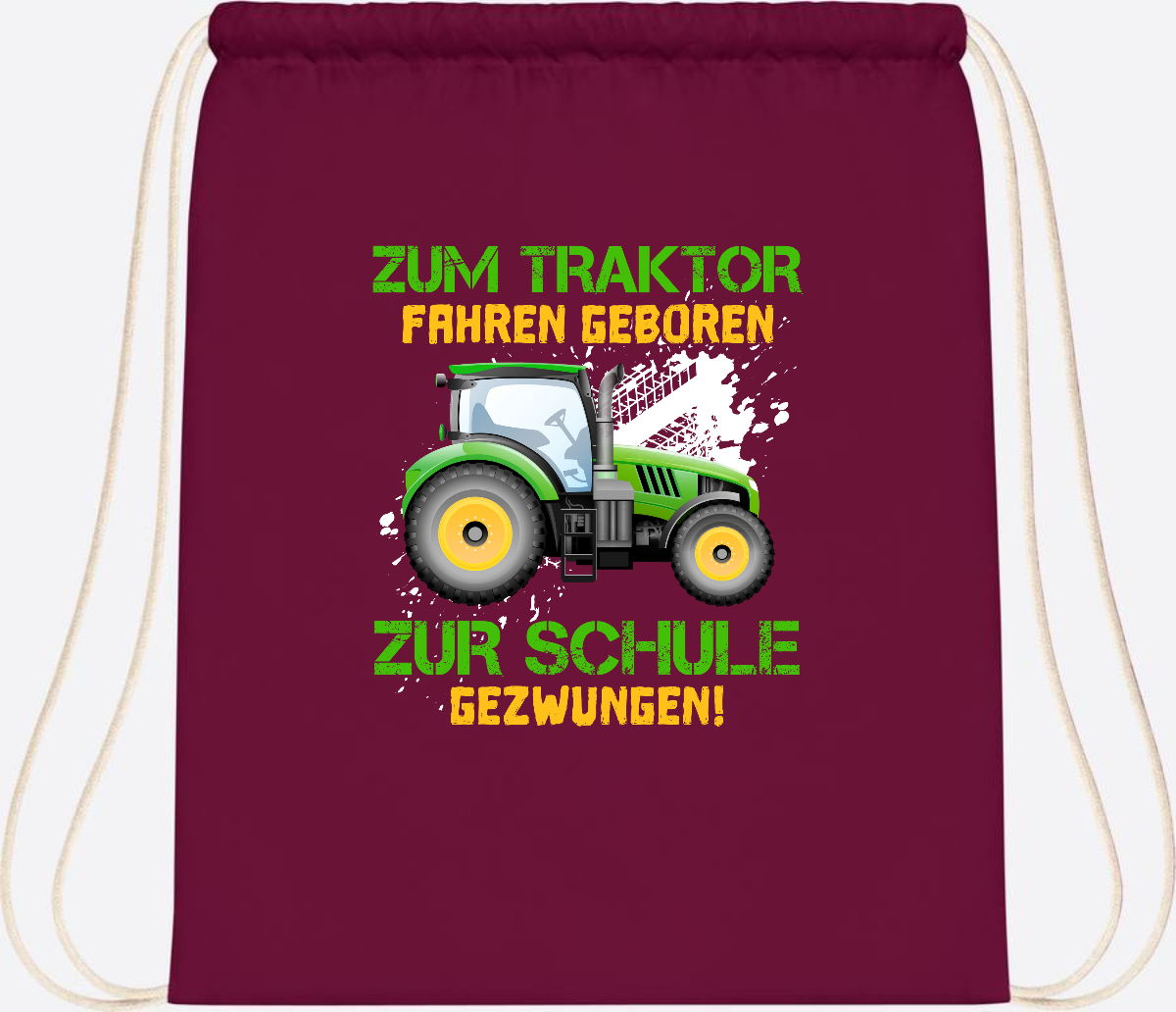 Turnbeutel Traktor: Zum Fahren geboren - Geschenk Einschulung - Burgundy