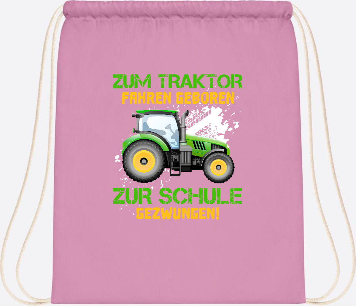 Turnbeutel Traktor: Zum Fahren geboren - Geschenk Einschulung - Classic Pink/White