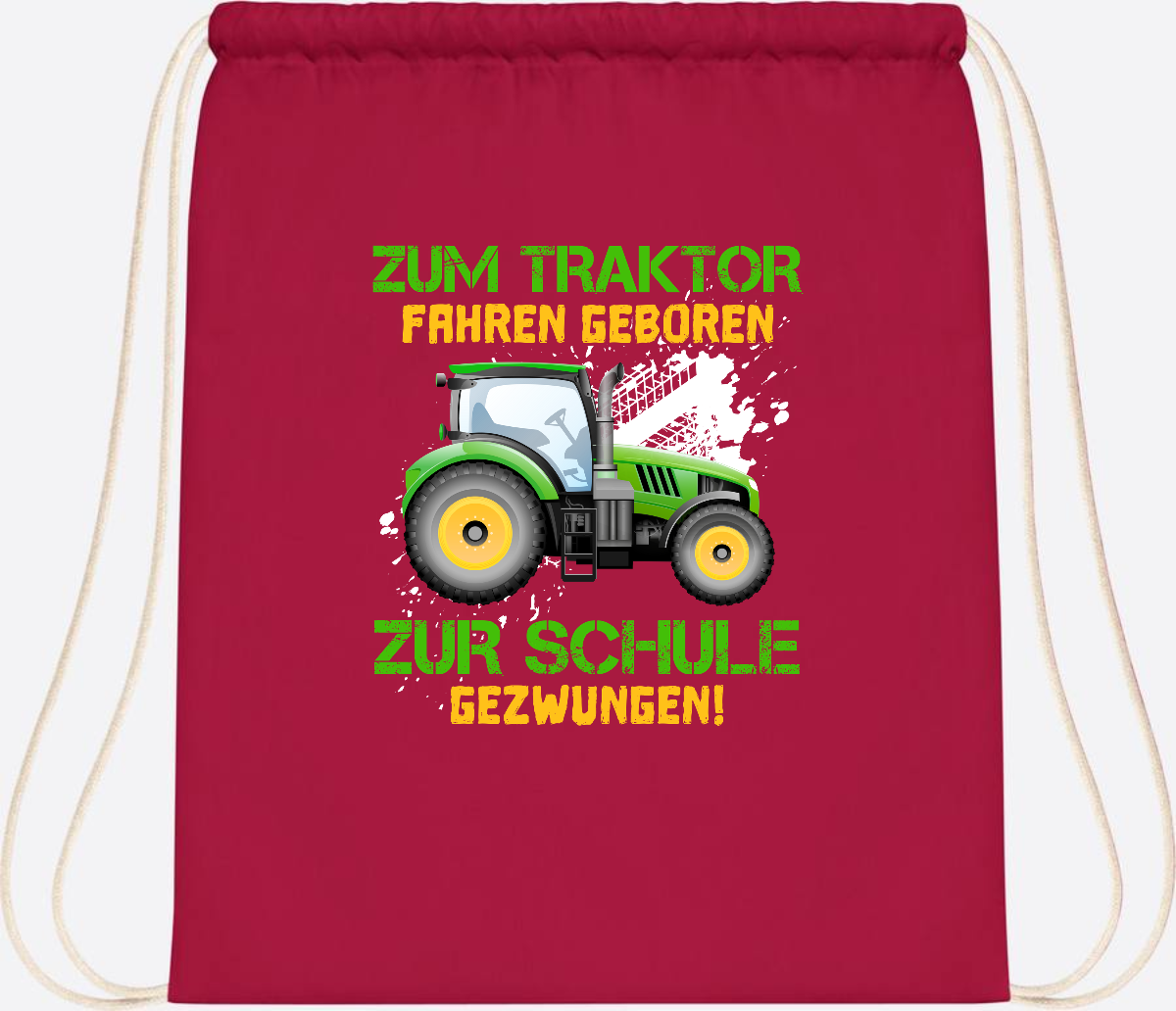 Turnbeutel Traktor: Zum Fahren geboren - Geschenk Einschulung - Classic Red