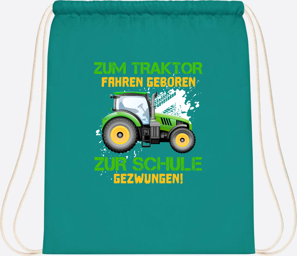 Turnbeutel Traktor: Zum Fahren geboren - Geschenk Einschulung - Emerald