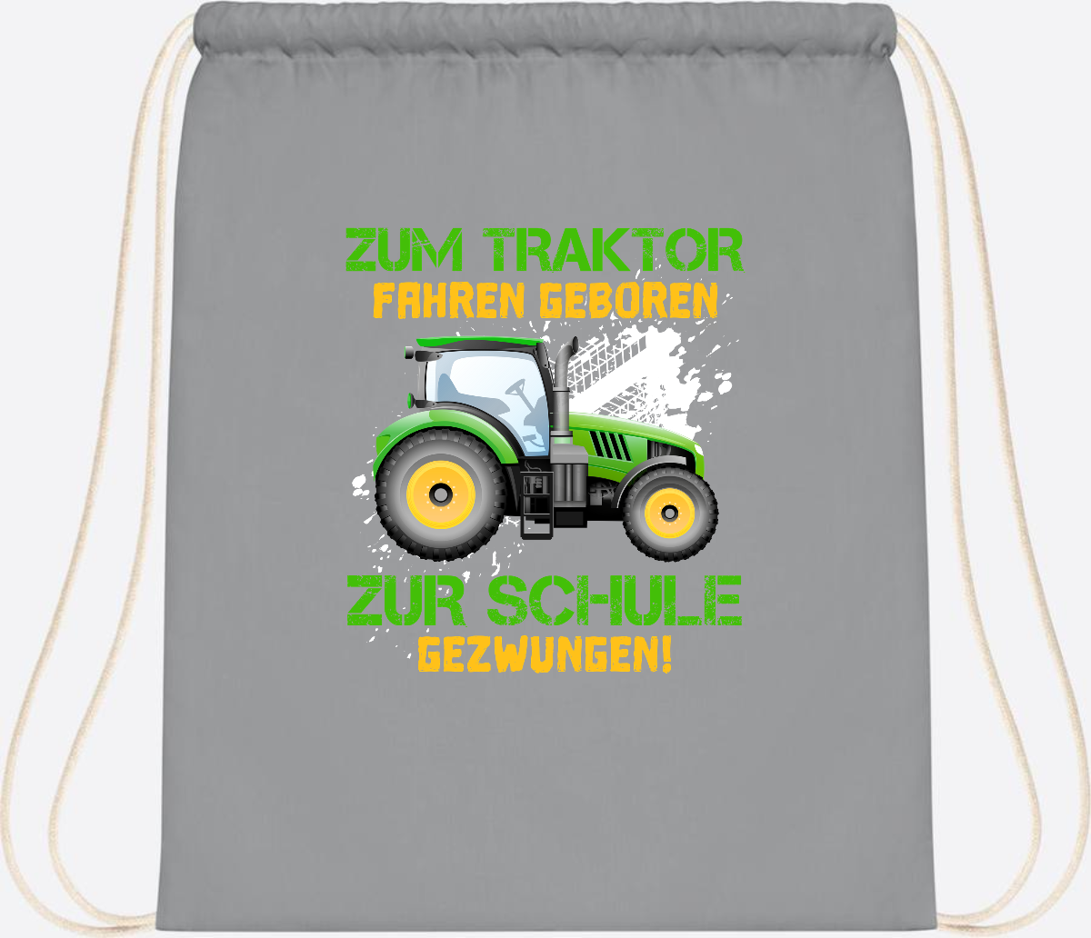 Turnbeutel Traktor: Zum Fahren geboren - Geschenk Einschulung - Light Grey