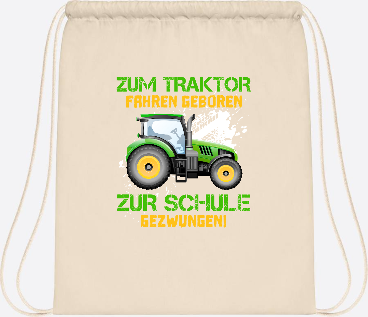 Turnbeutel Traktor: Zum Fahren geboren - Geschenk Einschulung - Natural