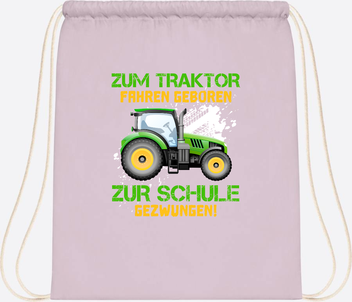 Turnbeutel Traktor: Zum Fahren geboren - Geschenk Einschulung - Pastel Pink/White