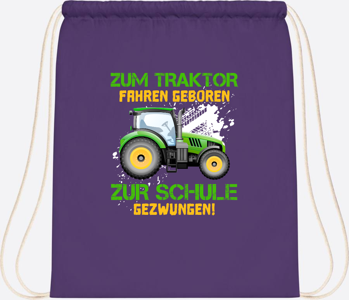 Turnbeutel Traktor: Zum Fahren geboren - Geschenk Einschulung - Purple