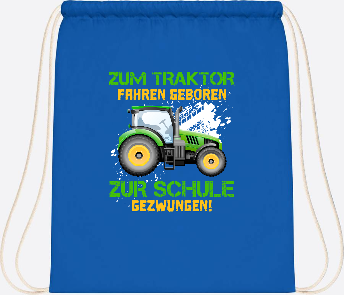 Turnbeutel Traktor: Zum Fahren geboren - Geschenk Einschulung - Sapphire Blue