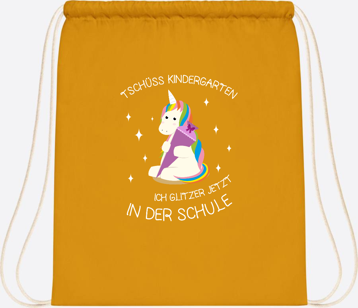 Turnbeutel Tschüss Kindergarten Einhorn – mit Name personalisiert - Mustard