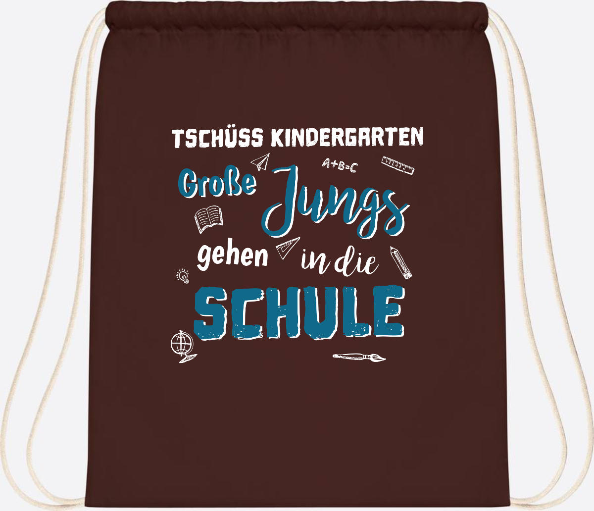 Turnbeutel Tschüss Kindergarten Große Jungs - Personalisiert - Chocolate