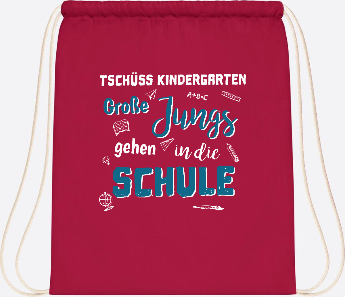 Turnbeutel Tschüss Kindergarten Große Jungs - Personalisiert - Classic Red