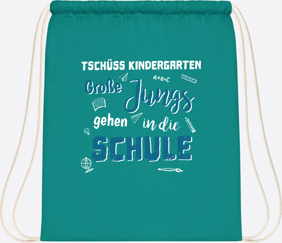 Turnbeutel Tschüss Kindergarten Große Jungs - Personalisiert - Emerald