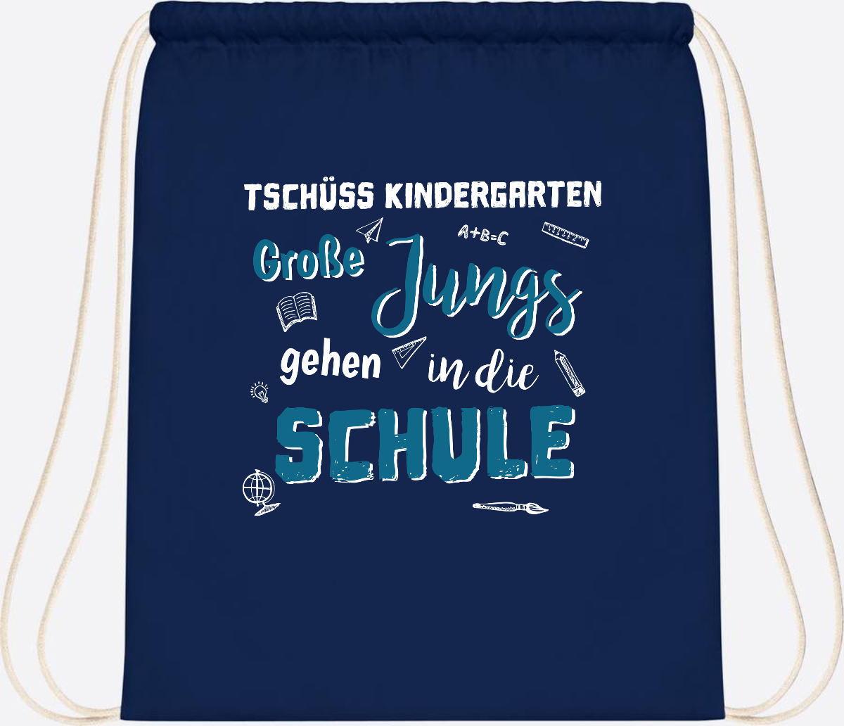 Turnbeutel Tschüss Kindergarten Große Jungs - Personalisiert - French Navy