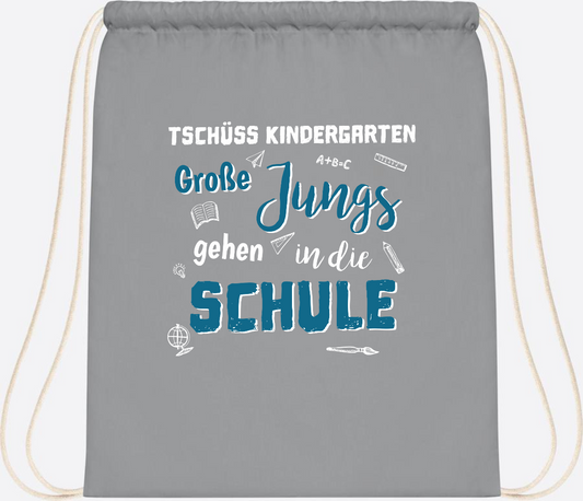 Turnbeutel Tschüss Kindergarten Große Jungs - Personalisiert - Light Grey