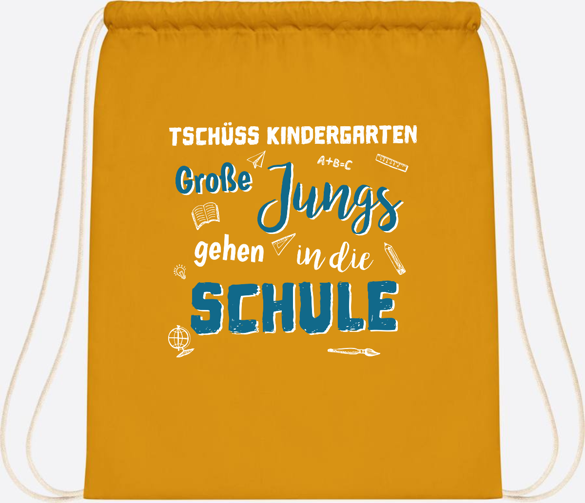 Turnbeutel Tschüss Kindergarten Große Jungs - Personalisiert - Mustard