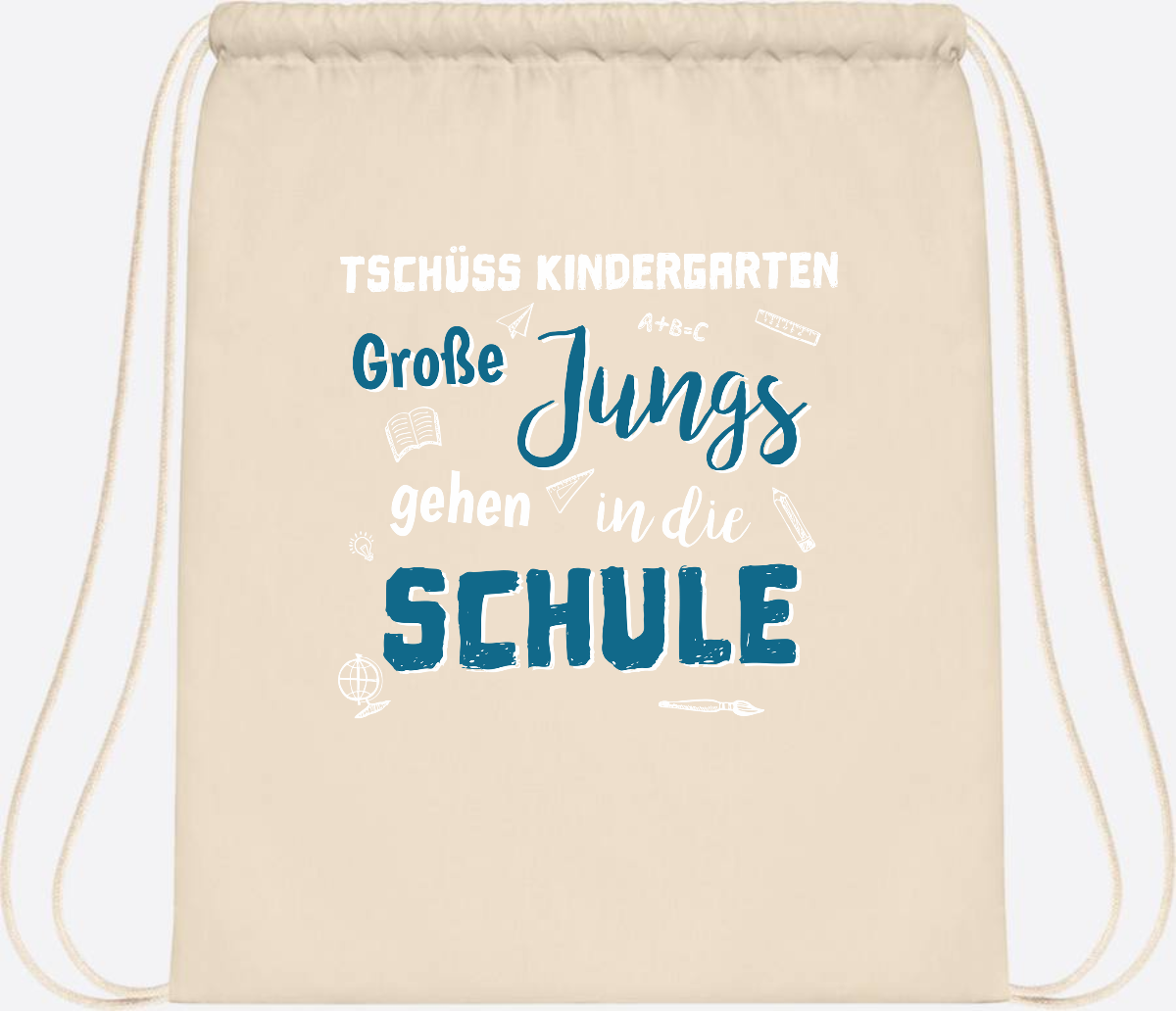Turnbeutel Tschüss Kindergarten Große Jungs - Personalisiert - Natural