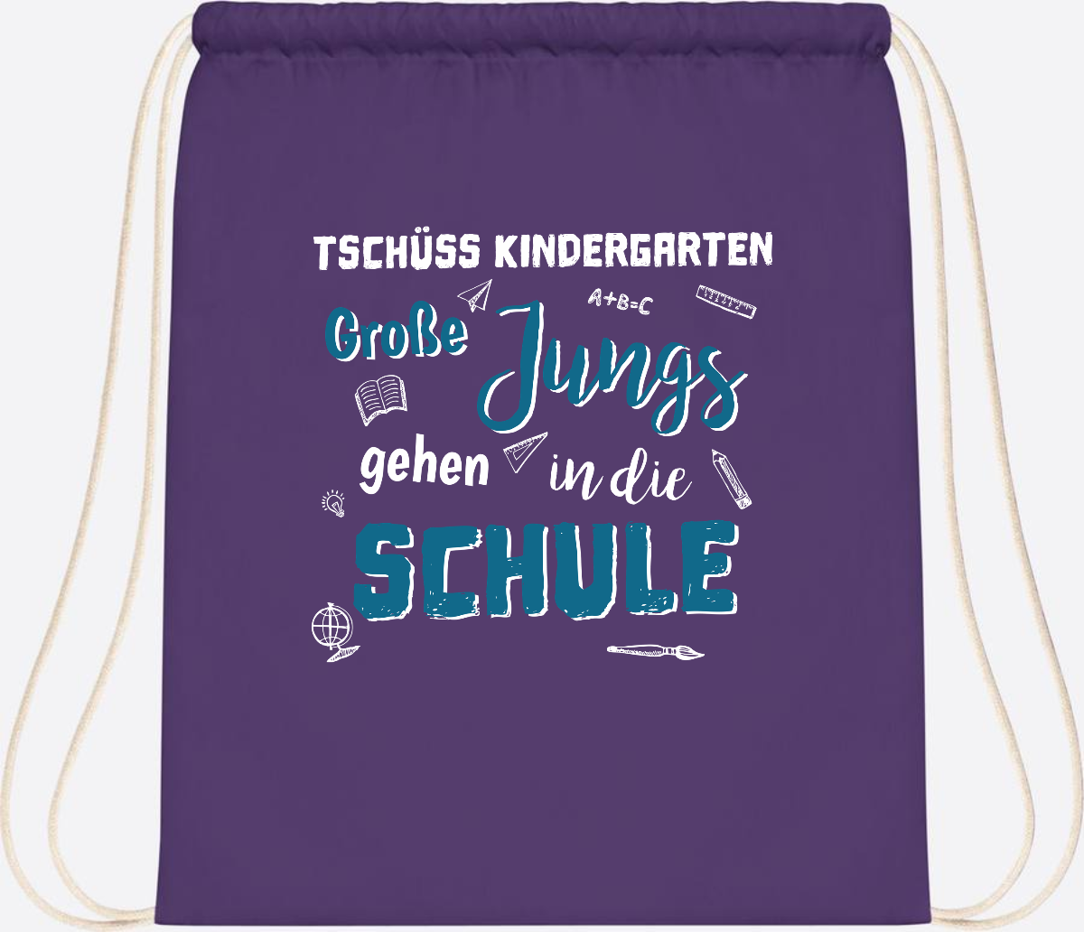 Turnbeutel Tschüss Kindergarten Große Jungs - Personalisiert - Purple